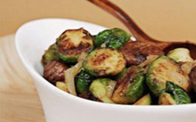 Maple-Glazed Brussels Sprouts with Chestnuts and Apples